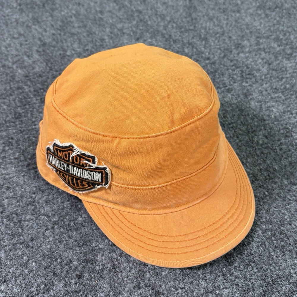 Vintage Harley Davidson Cadet Hat Women Orange Motorcycle Biker Painters Cap Y2K